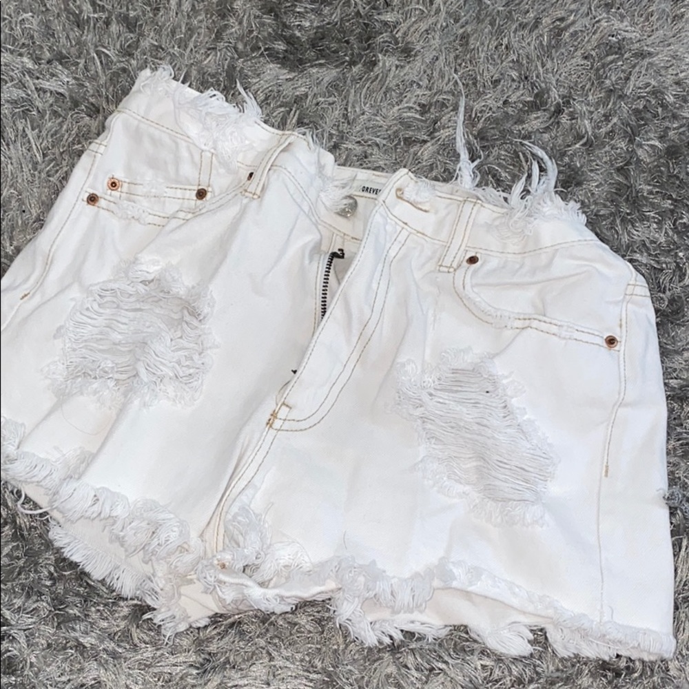 White high waist distress shorts forever 21
